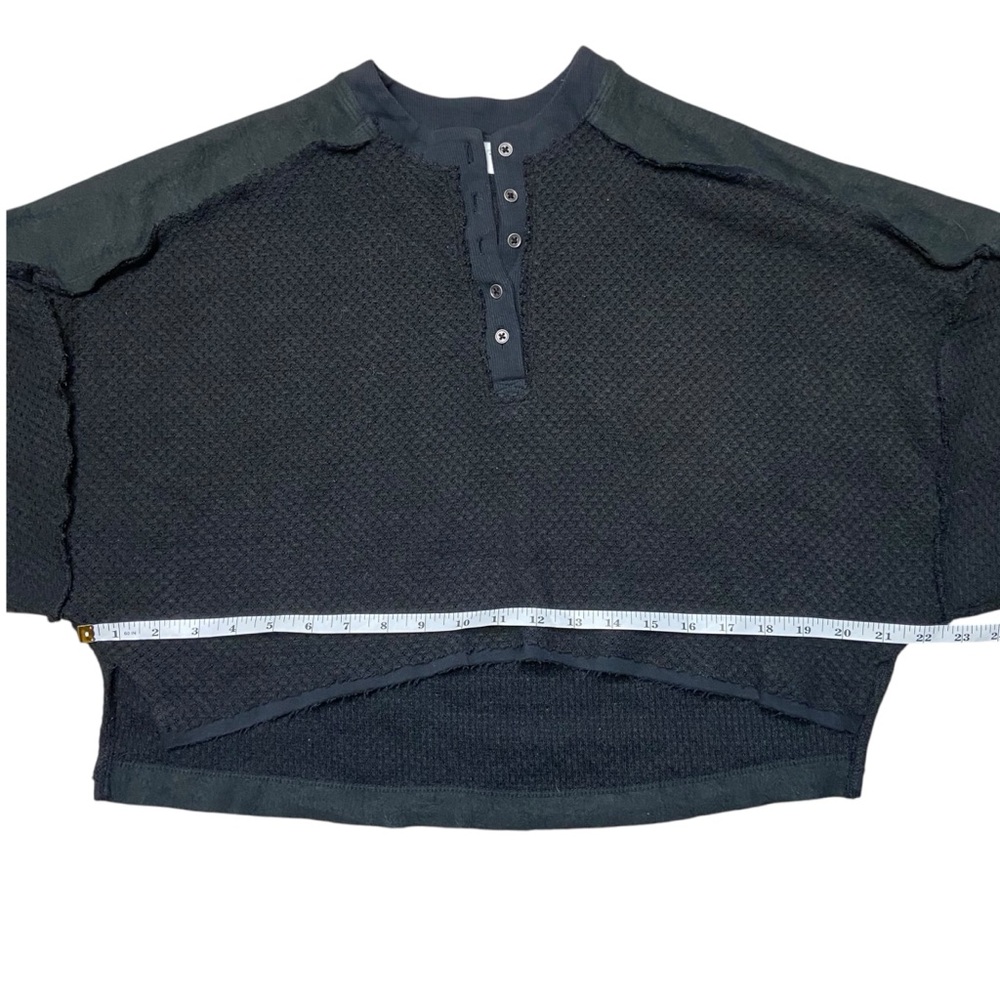 Urban Outfitters UO Out From Under Mel Cozy Pieced Henley Top Black S - Picture 10 of 14